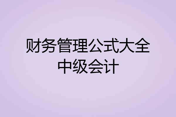 财务管理公式大全中级会计