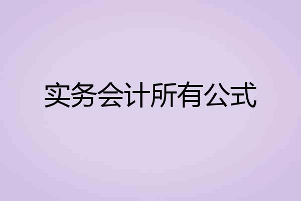 实务会计所有公式