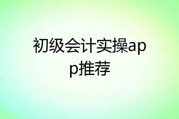 初级会计实操app推荐