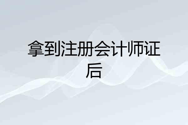 拿到注册会计师证后