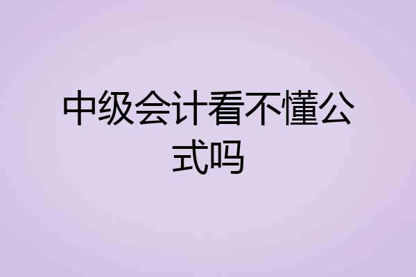 中级会计看不懂公式吗