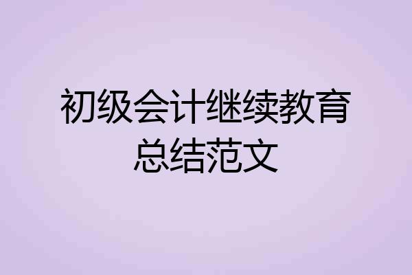 初级会计继续教育总结范文