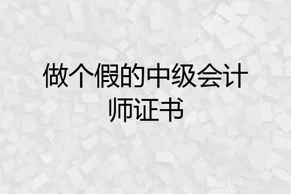 做个假的中级会计师证书