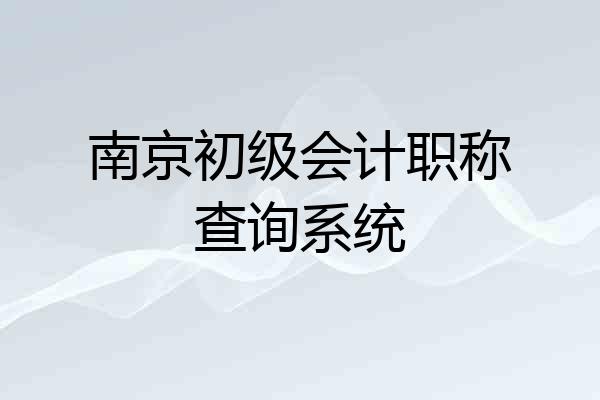 南京初级会计职称查询系统