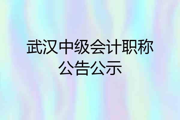 武汉中级会计职称公告公示
