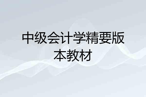中级会计学精要版本教材