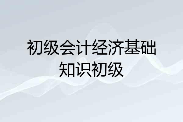 初级会计经济基础知识初级