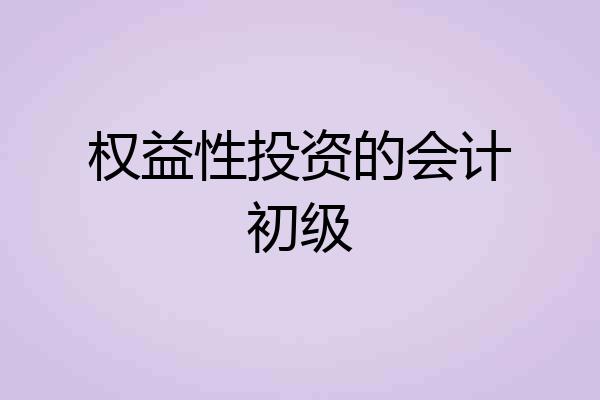 权益性投资的会计初级