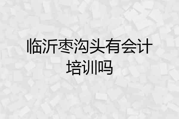 临沂枣沟头有会计培训吗