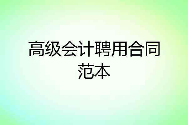 高级会计聘用合同范本