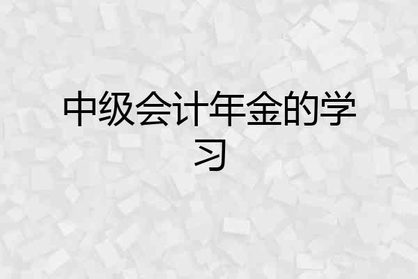 中级会计年金的学习