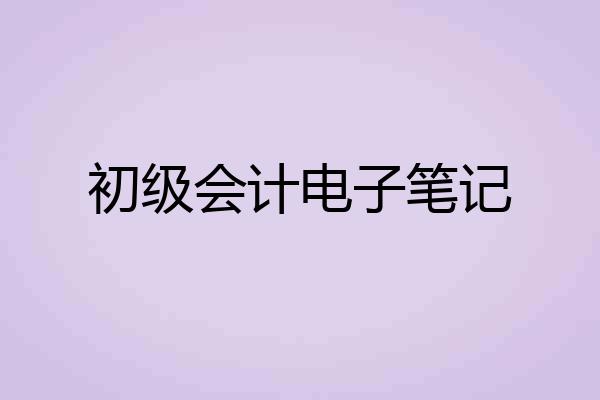 初级会计电子笔记