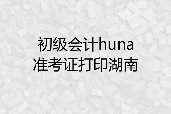 初级会计huna准考证打印湖南