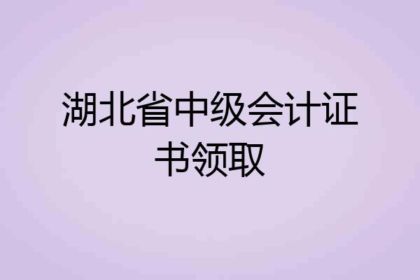 湖北省中级会计证书领取