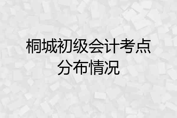 桐城初级会计考点分布情况
