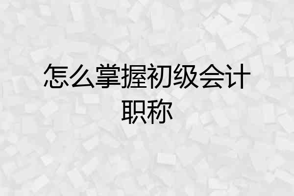 怎么掌握初级会计职称