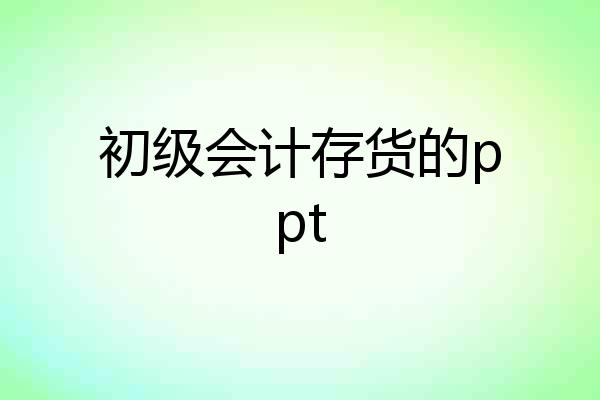 初级会计存货的ppt