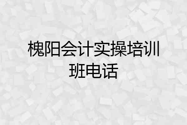 槐阳会计实操培训班电话