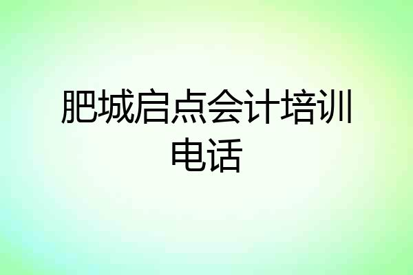 肥城启点会计培训电话