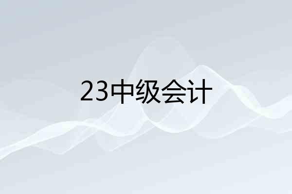 23中级会计