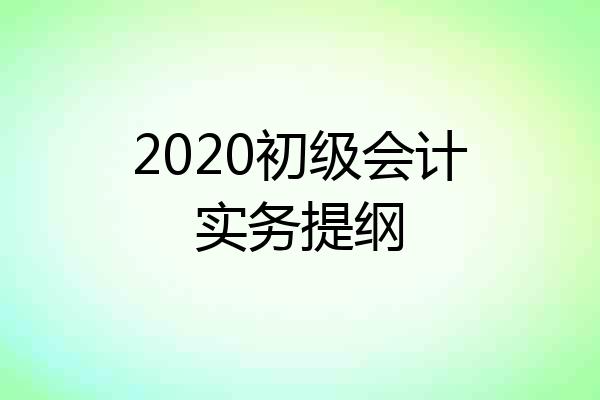 2020初级会计实务提纲