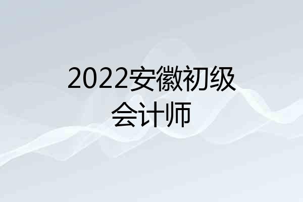 2022安徽初级会计师