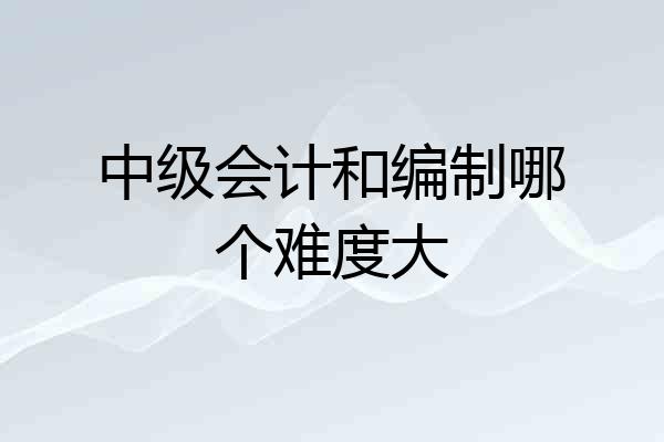 中级会计和编制哪个难度大