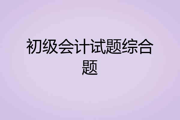 初级会计试题综合题