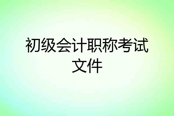 初级会计职称考试文件