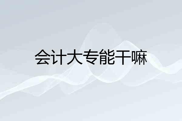 会计大专能干嘛