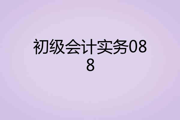初级会计实务088