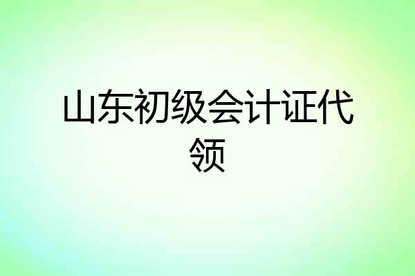 山东初级会计证代领
