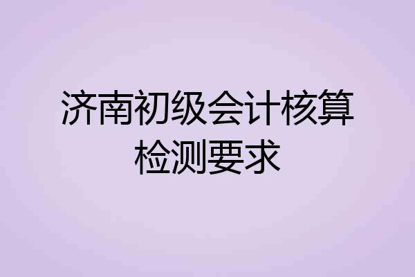 济南初级会计核算检测要求