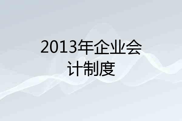 2013年企业会计制度