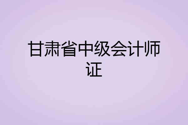 甘肃省中级会计师证
