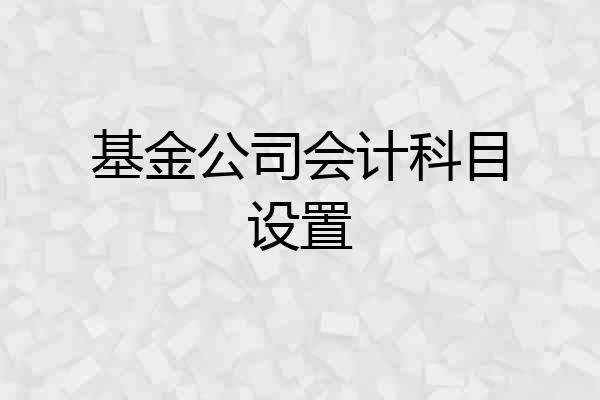 基金公司会计科目设置