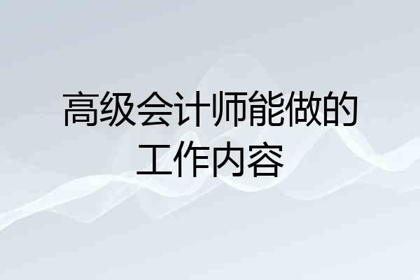高级会计师能做的工作内容