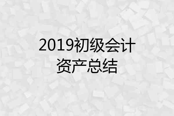 2019初级会计资产总结