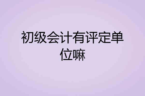 初级会计有评定单位嘛