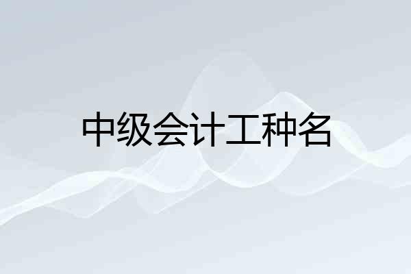 中级会计工种名