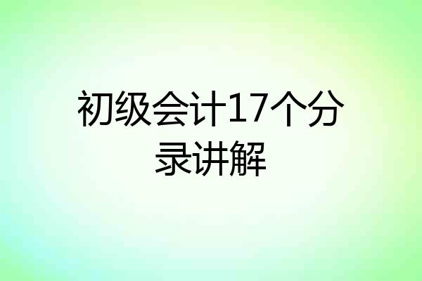 初级会计17个分录讲解