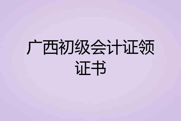广西初级会计证领证书