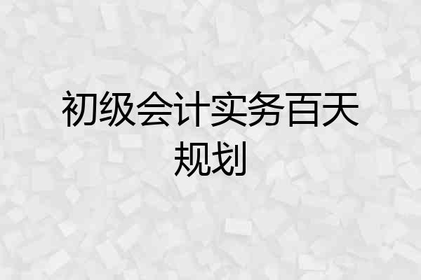 初级会计实务百天规划