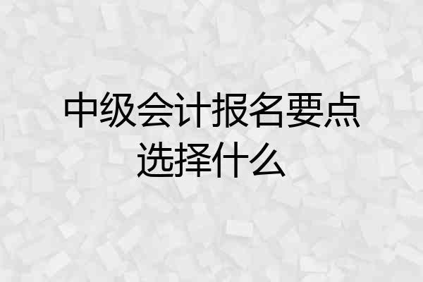 中级会计报名要点选择什么
