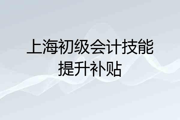 上海初级会计技能提升补贴