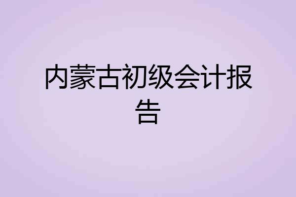 内蒙古初级会计报告