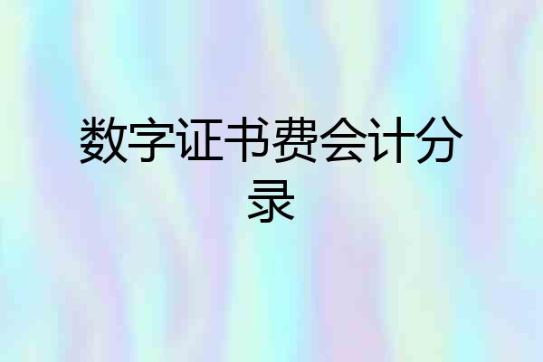 数字证书费会计分录