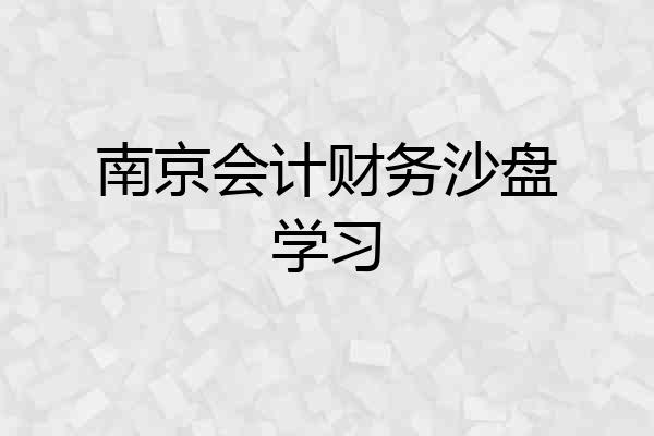 南京会计财务沙盘学习