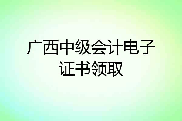 广西中级会计电子证书领取
