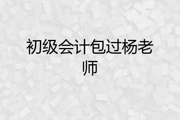 初级会计包过杨老师